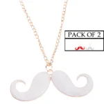 Chic Charm Set Of 2 Mustache Pendants With Golden Chains - Image 5