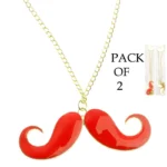 Chic Charm Set Of 2 Mustache Pendants With Golden Chains - Image 3