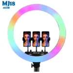 MJ18 18-Inch RGB Ring Light with 3 Phone Holders - Image 3