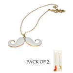 Chic Charm Set Of 2 Mustache Pendants With Golden Chains - Image 2