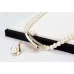 Radiant Gold Pearl & Rhinestone Bridal Jewelry Set - Image 2