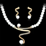 Radiant Gold Pearl & Rhinestone Bridal Jewelry Set - Image 4