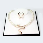 Radiant Gold Pearl & Rhinestone Bridal Jewelry Set - Image 3