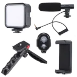 Professional Vlogging Kit with LED Light & Tripod - Image 4