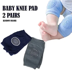 Pack of 2 Pairs Baby Anti-Slip Crawling Knee & Elbow Pads – Soft Breathable Protection