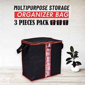 Pack of 3 High-Quality 100 GSM Non-Woven Foldable Storage Organizer Bags