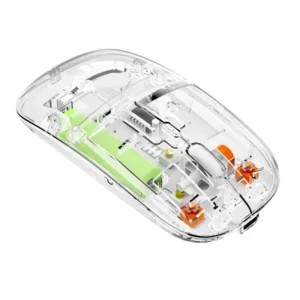 Transparent Dual-Mode Wireless Bluetooth 5.2 Mouse Rechargeable Silent Click Mouse with 3-Level DPI, Type-C Charging and Battery Display for Laptop, MacBook, PC