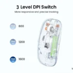 Transparent Dual-Mode Wireless Bluetooth 5.2 Mouse Rechargeable Silent Click Mouse with 3-Level DPI, Type-C Charging and Battery Display for Laptop, MacBook, PC - Image 10