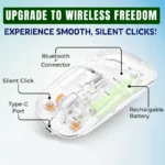 Transparent Dual-Mode Wireless Bluetooth 5.2 Mouse Rechargeable Silent Click Mouse with 3-Level DPI, Type-C Charging and Battery Display for Laptop, MacBook, PC - Image 13