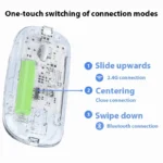 Transparent Dual-Mode Wireless Bluetooth 5.2 Mouse Rechargeable Silent Click Mouse with 3-Level DPI, Type-C Charging and Battery Display for Laptop, MacBook, PC - Image 15