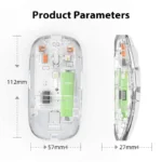 Transparent Dual-Mode Wireless Bluetooth 5.2 Mouse Rechargeable Silent Click Mouse with 3-Level DPI, Type-C Charging and Battery Display for Laptop, MacBook, PC - Image 17