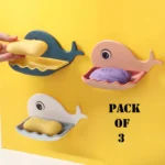 Pack Of 3 Fish-Shaped Double-Layer Adhesive Waterproof Soap Bar Holder Stand Rack For Bathroom, Shower, And Kitchen Walls - Image 4