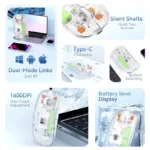 Transparent Dual-Mode Wireless Bluetooth 5.2 Mouse Rechargeable Silent Click Mouse with 3-Level DPI, Type-C Charging and Battery Display for Laptop, MacBook, PC - Image 19