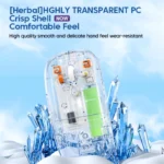 Transparent Dual-Mode Wireless Bluetooth 5.2 Mouse Rechargeable Silent Click Mouse with 3-Level DPI, Type-C Charging and Battery Display for Laptop, MacBook, PC - Image 3