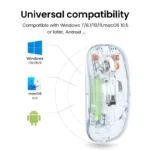 Transparent Dual-Mode Wireless Bluetooth 5.2 Mouse Rechargeable Silent Click Mouse with 3-Level DPI, Type-C Charging and Battery Display for Laptop, MacBook, PC - Image 4