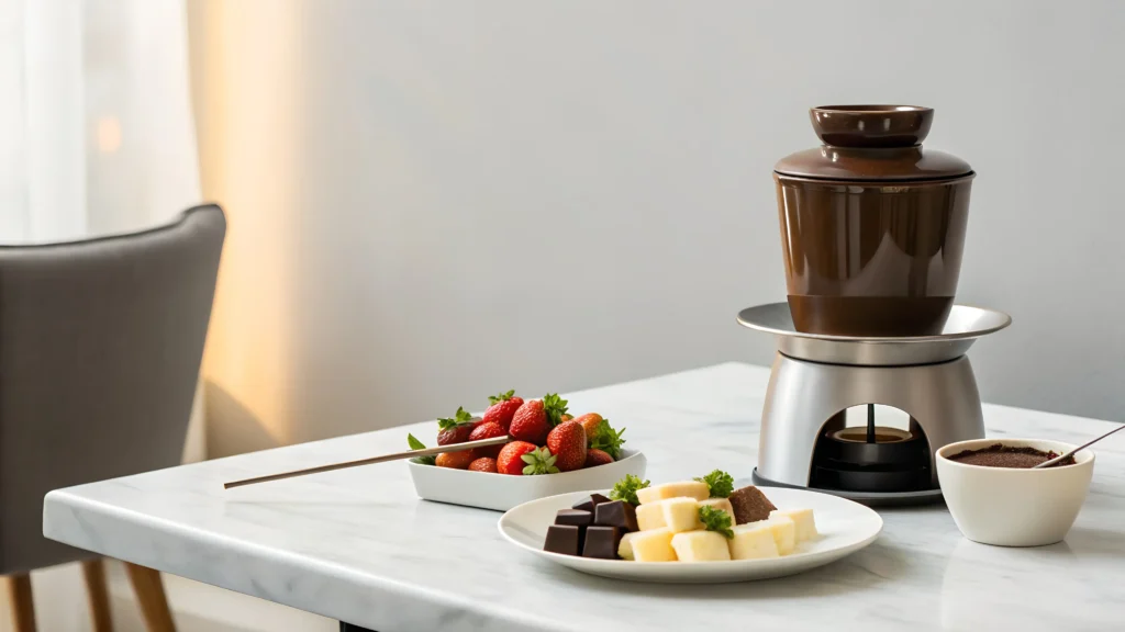 chocolate fondue fountain Pakistan home party setup